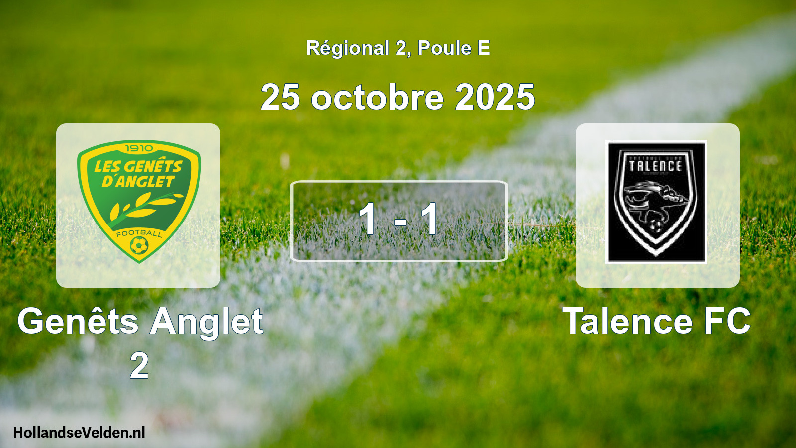 Match joué: Genêts Anglet 2 - Talence FC 1 - 1 (25 octobre 2025)