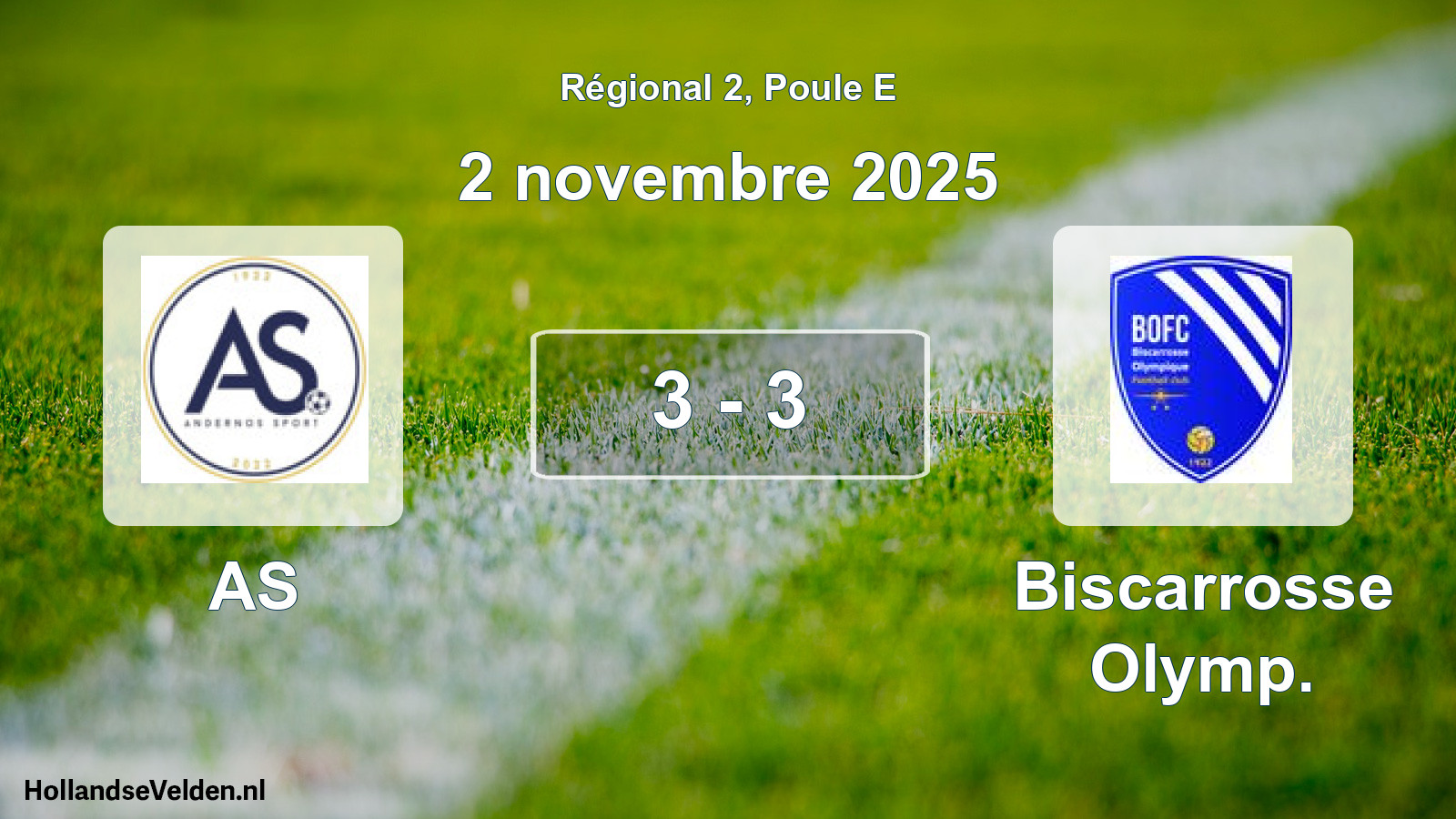 Total number of matches played: AS - Biscarrosse Olymp. 3 - 3 (2 November 2025)