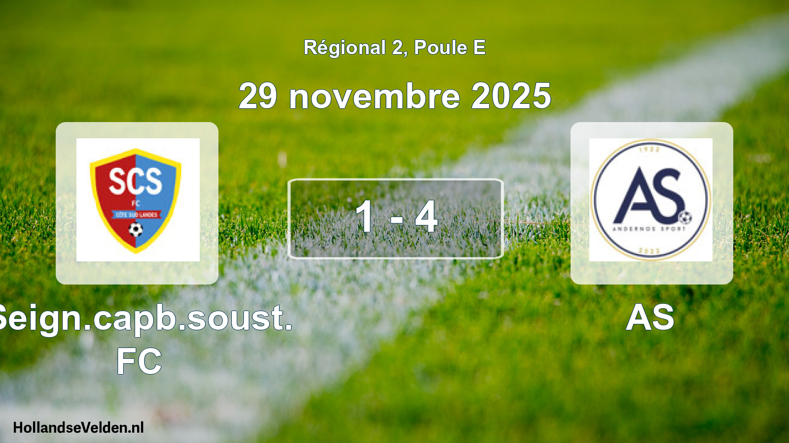 Match joué: Seign.capb.soust. FC - AS 1 - 4 (29 novembre 2025)