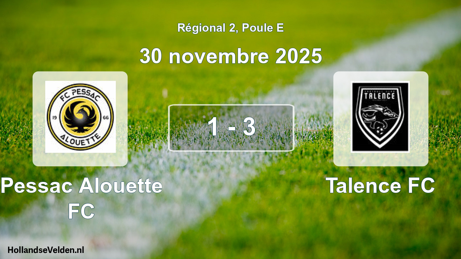 Match joué: Pessac Alouette FC - Talence FC 1 - 3 (30 novembre 2025)