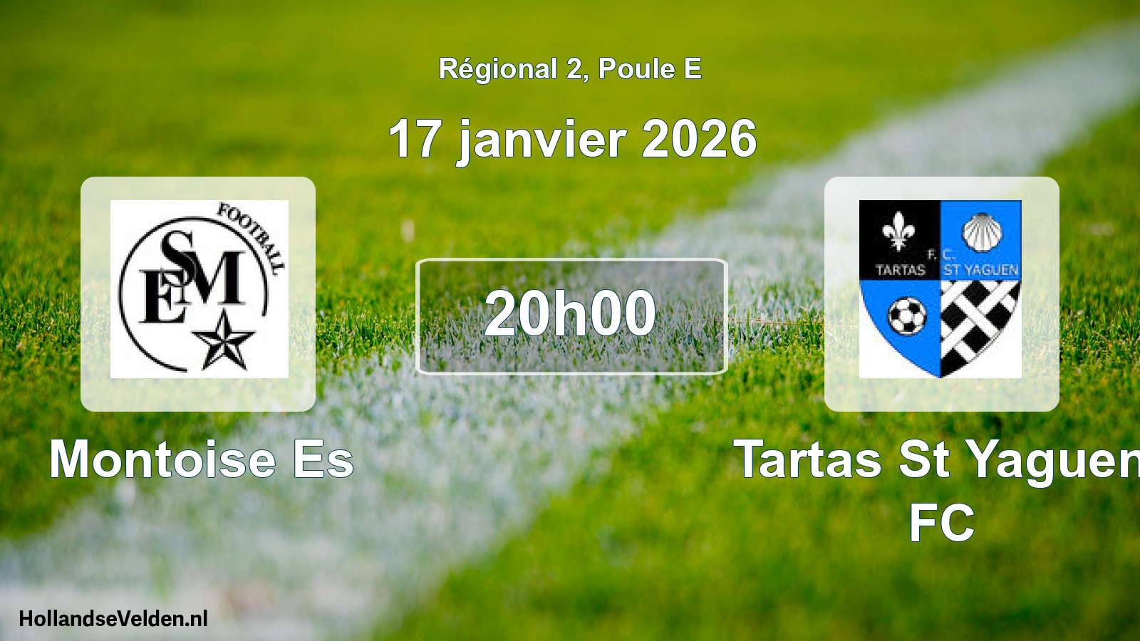 Match programmé: Montoise Es - Tartas St Yaguen FC (17 janvier 2026)
