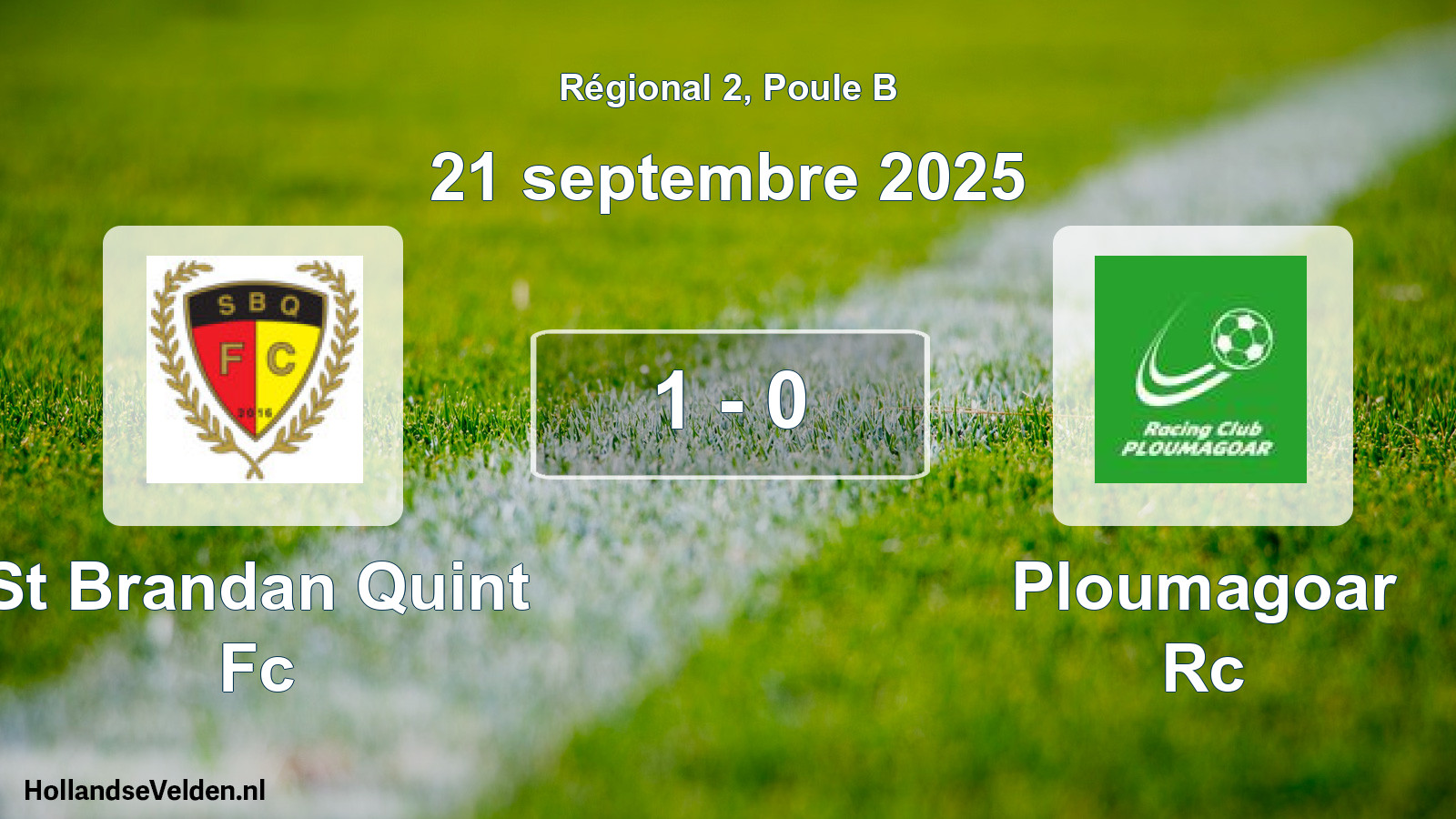 Gespeelde wedstrijd: St Brandan Quint Fc - Ploumagoar Rc 1 - 0 (21 septembre 2025)