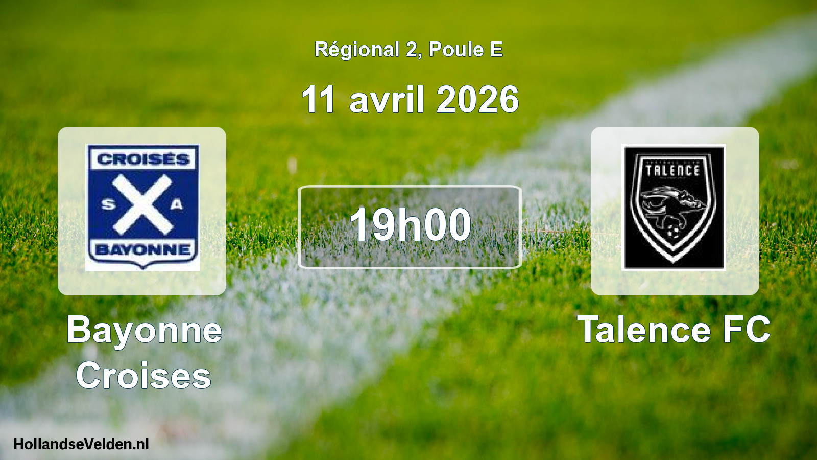 Match programmé: Bayonne Croises - Talence FC (11 avril 2026)