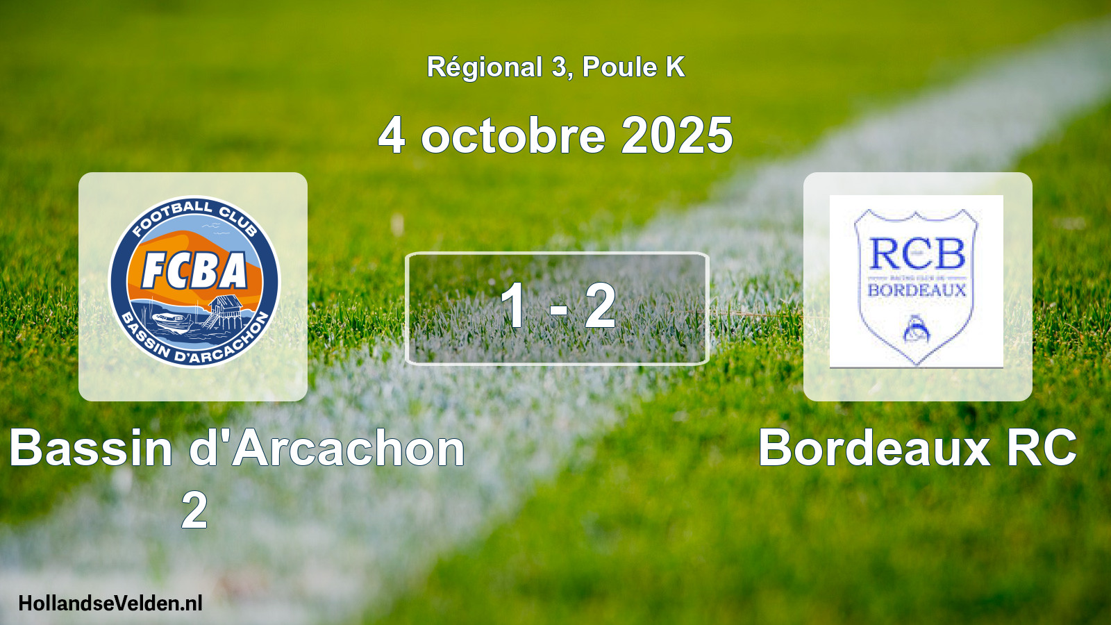 Match joué: FC Bassin d'Arcachon 2 - Bordeaux RC 1 - 2 (4 octobre 2025)