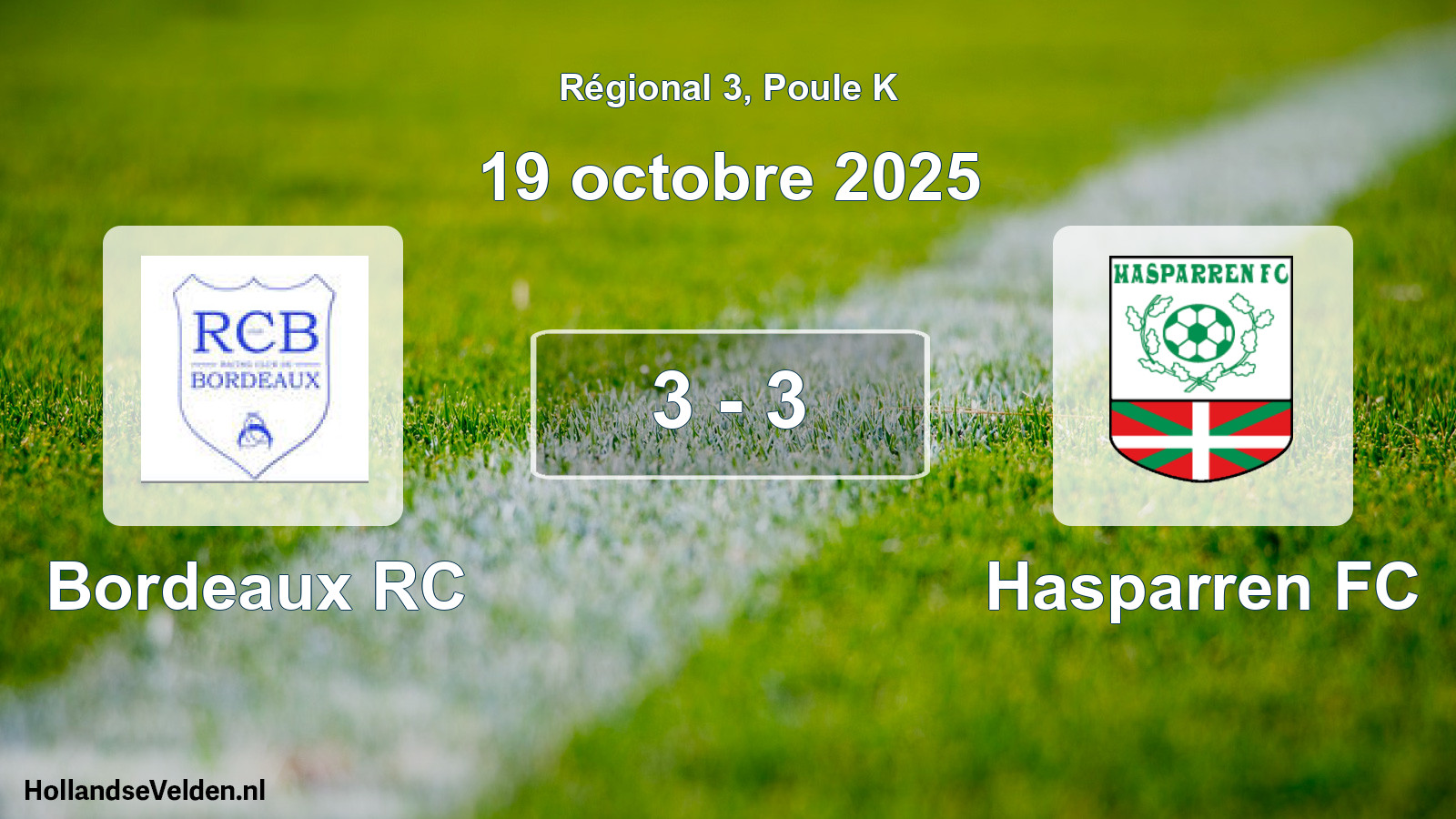 Total number of matches played: Bordeaux RC - Hasparren FC 3 - 3 (19 October 2025)