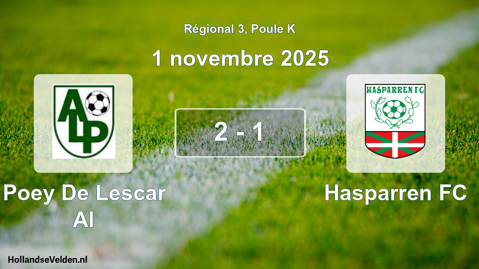 Match joué: Poey De Lescar Al - Hasparren FC 2 - 1 (1 novembre 2025)