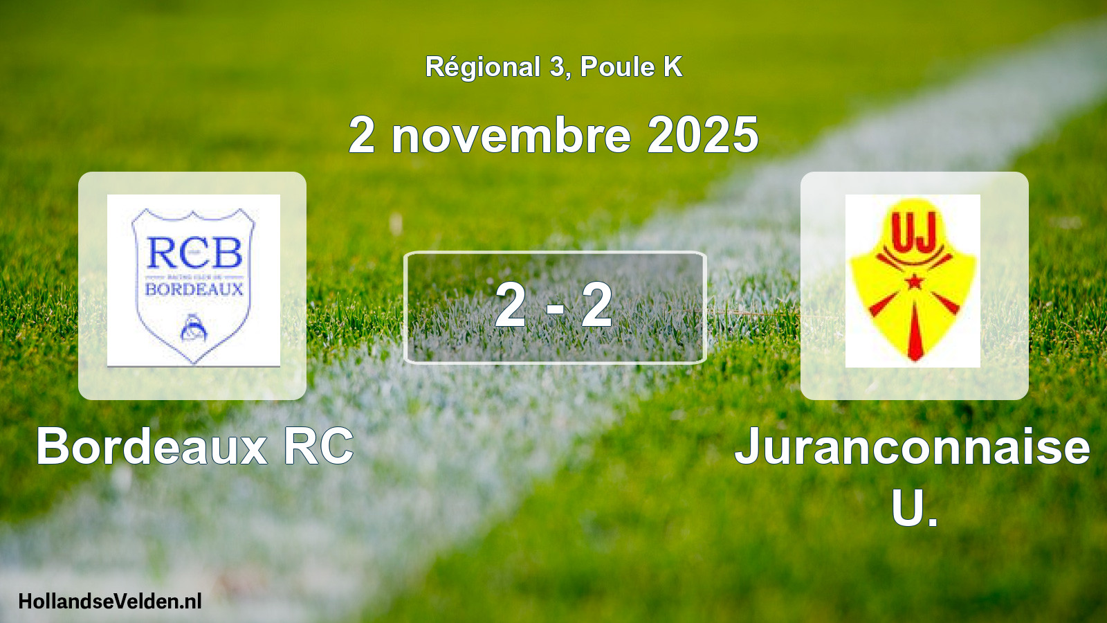 Match joué: Bordeaux RC - Juranconnaise U. 2 - 2 (2 novembre 2025)