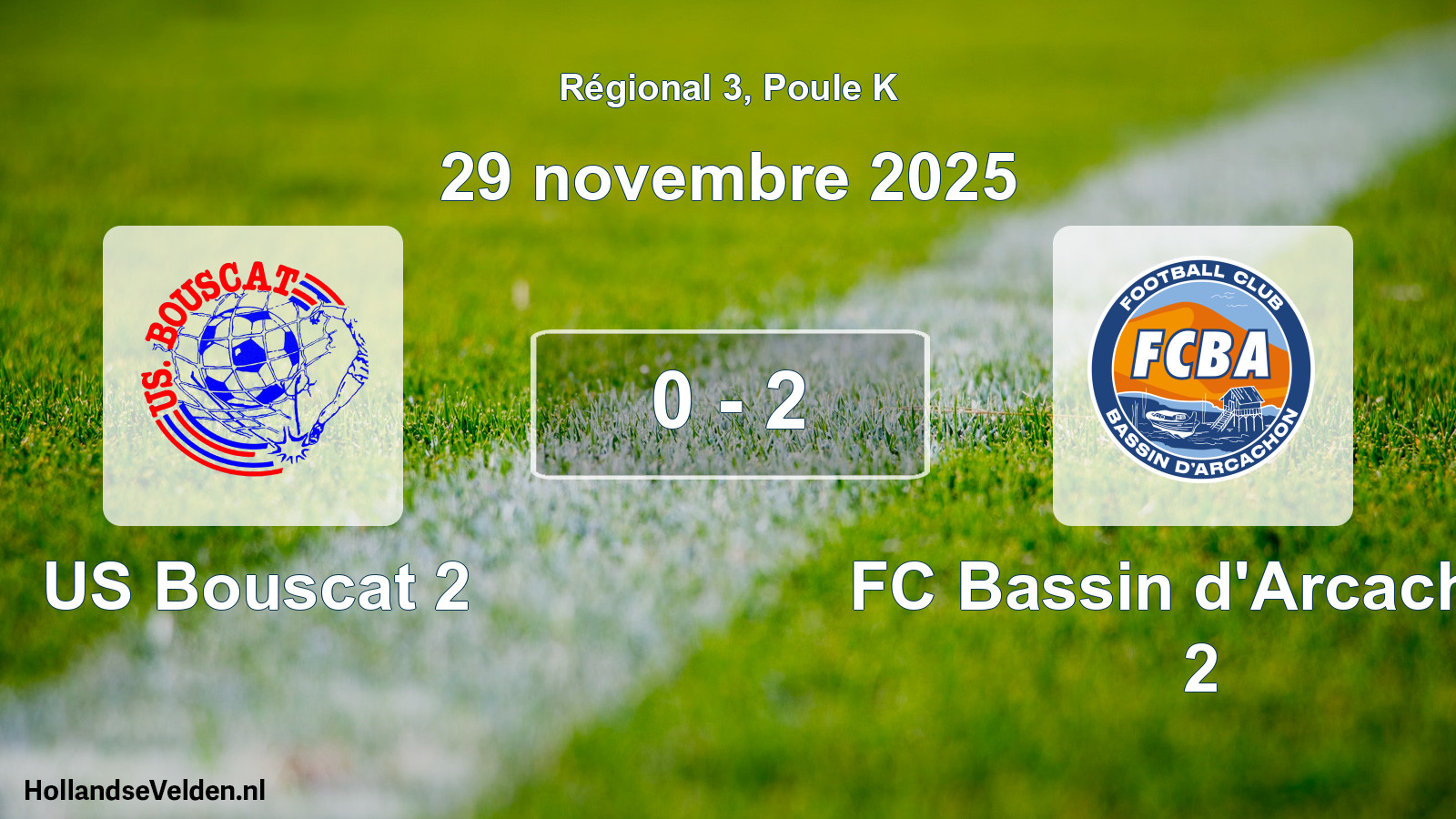Gespeelde wedstrijd: US Bouscat 2 - FC Bassin d'Arcachon 2 0 - 2 (29 november 2025)
