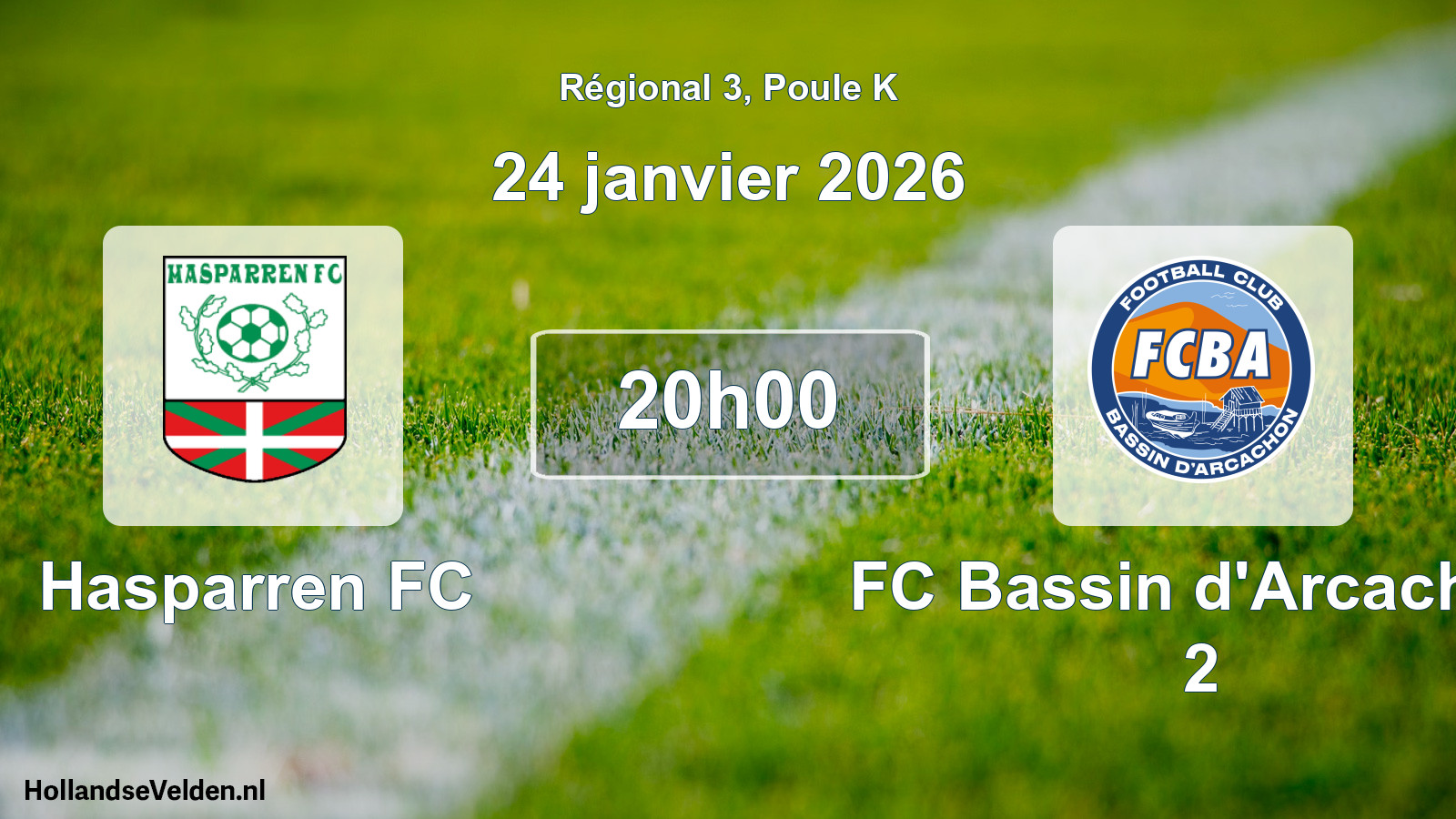 Match programmé: Hasparren FC - FC Bassin d'Arcachon 2 (24 janvier 2026)