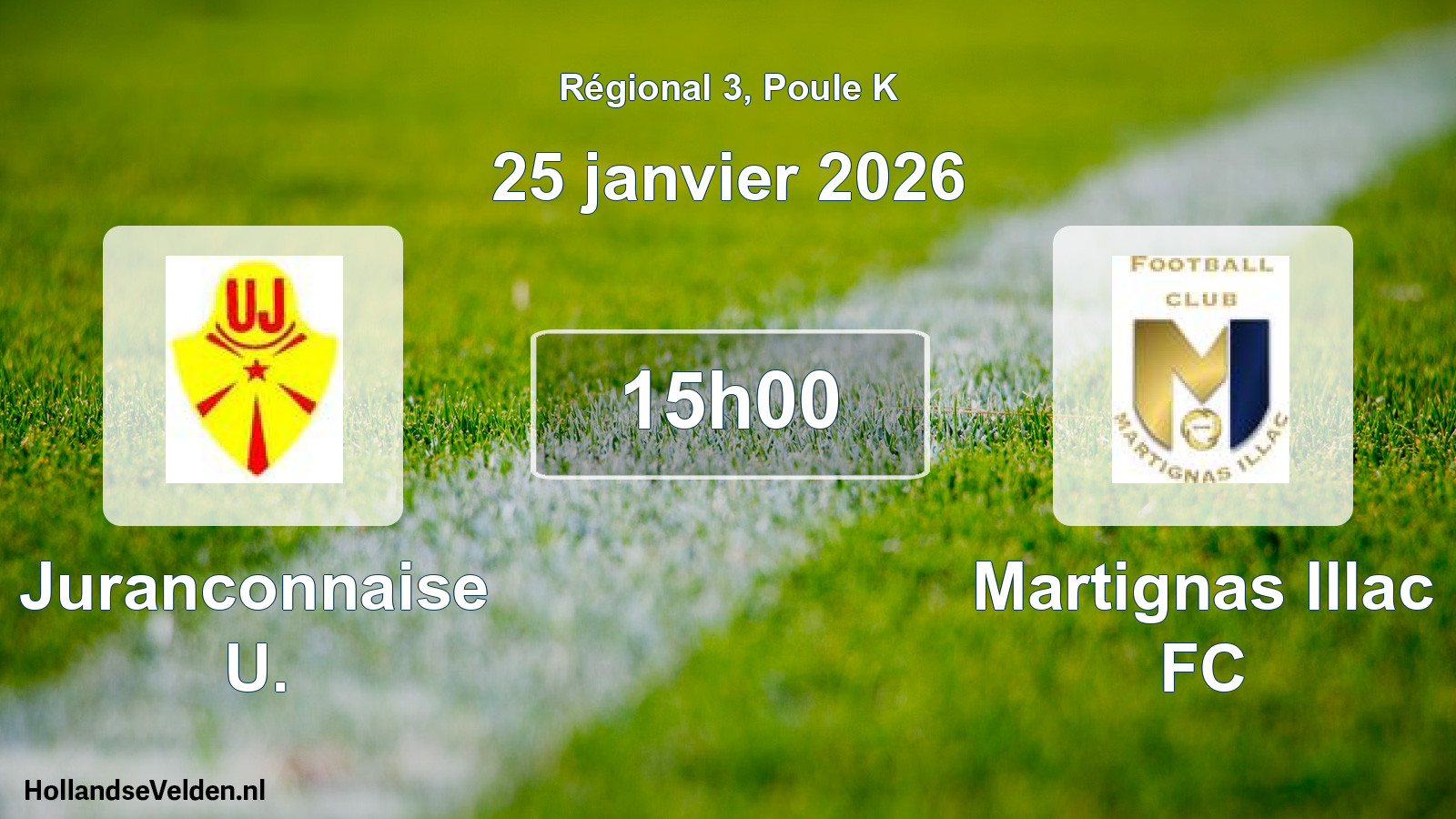 Match programmé: Juranconnaise U. - Martignas Illac FC (25 janvier 2026)