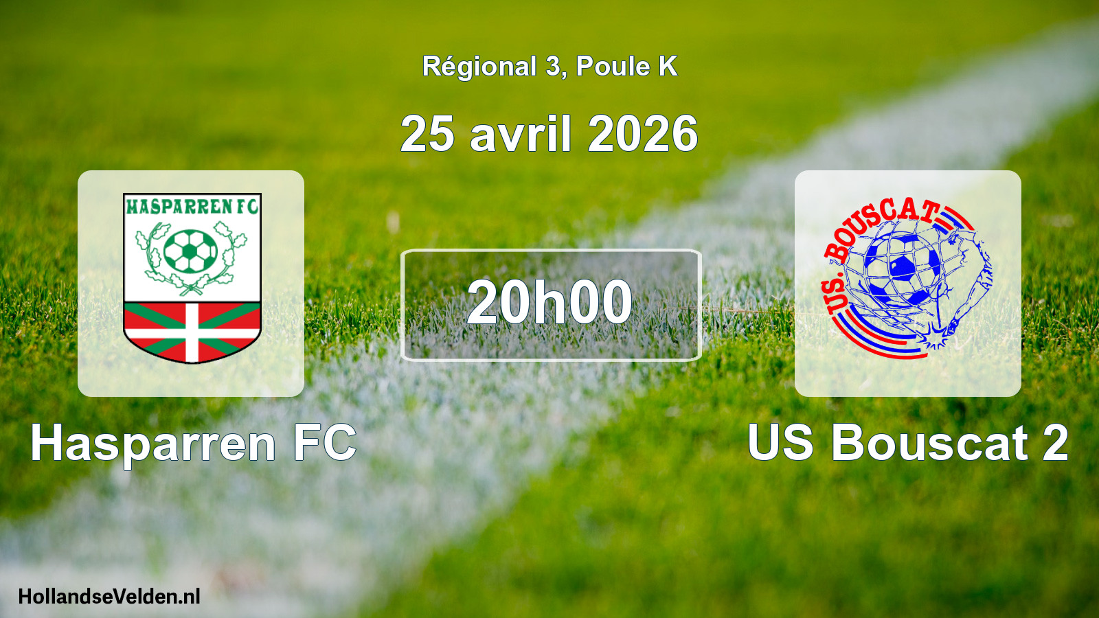 Match programmé: Hasparren FC - US Bouscat 2 (25 avril 2026)