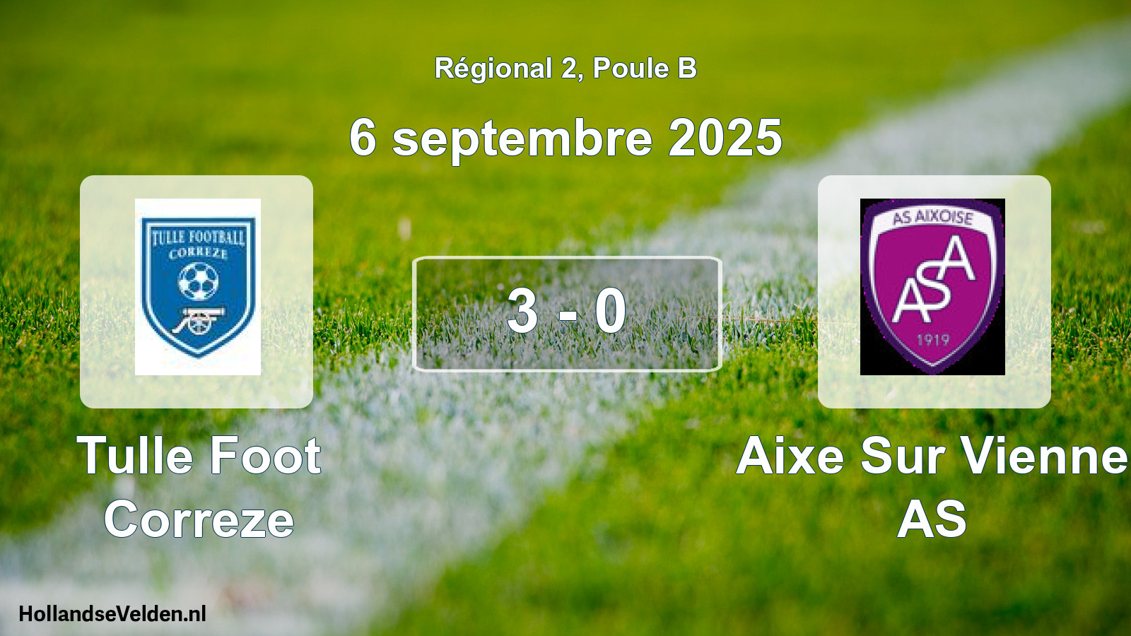 Gespeelde wedstrijd: Tulle Foot Correze - Aixe Sur Vienne AS 3 - 0 (6 september 2025)