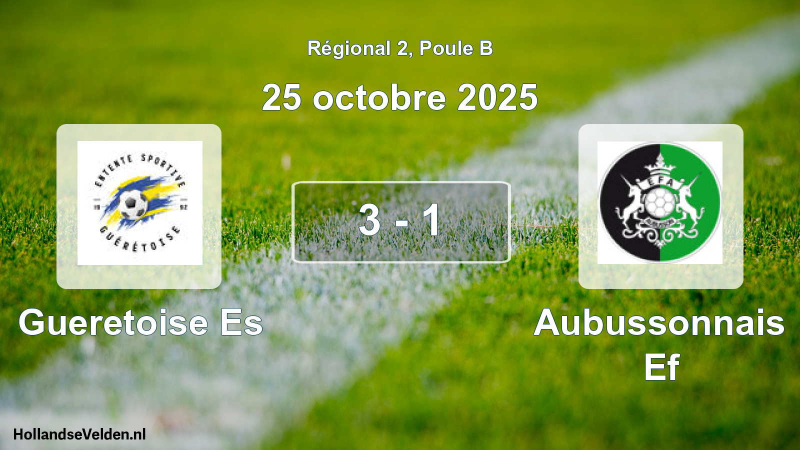 Match joué: Gueretoise Es - Aubussonnais Ef 3 - 1 (25 octobre 2025)