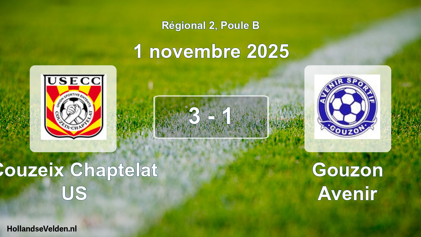 Match joué: Couzeix Chaptelat US - Gouzon Avenir 3 - 1 (1 novembre 2025)