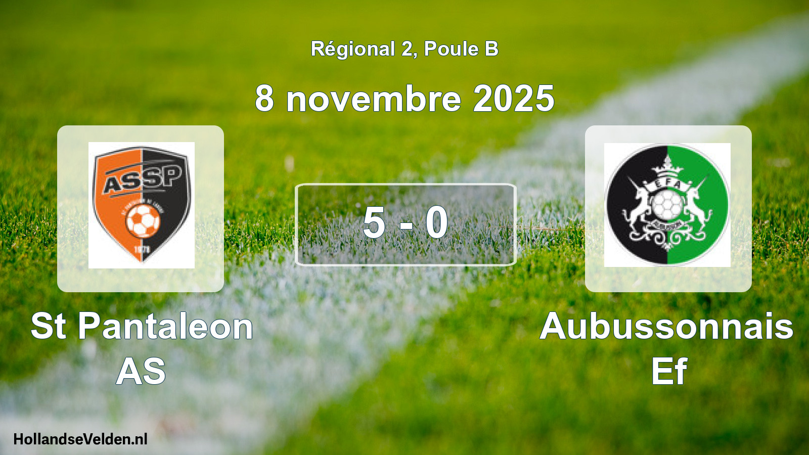 Gespeelde wedstrijd: St Pantaleon AS - Aubussonnais Ef 5 - 0 (8 november 2025)