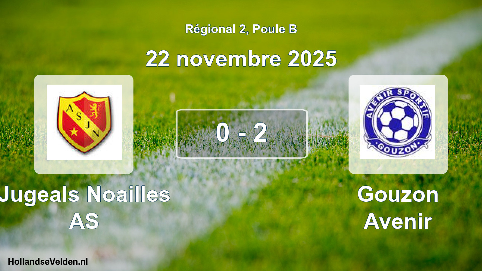 Match joué: Jugeals Noailles AS - Gouzon Avenir 0 - 2 (22 novembre 2025)