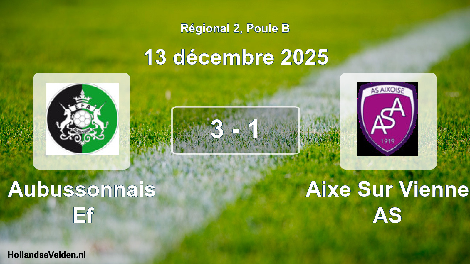 Match joué: Aubussonnais Ef - Aixe Sur Vienne AS 3 - 1 (13 décembre 2025)