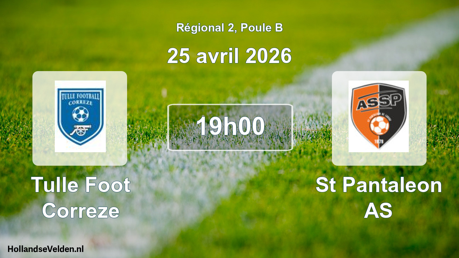 Match programmé: Tulle Foot Correze - St Pantaleon AS (25 avril 2026)