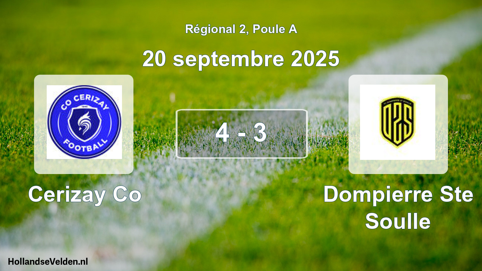 Gespeelde wedstrijd: Cerizay Co - Dompierre Ste Soulle 4 - 3 (20 september 2025)