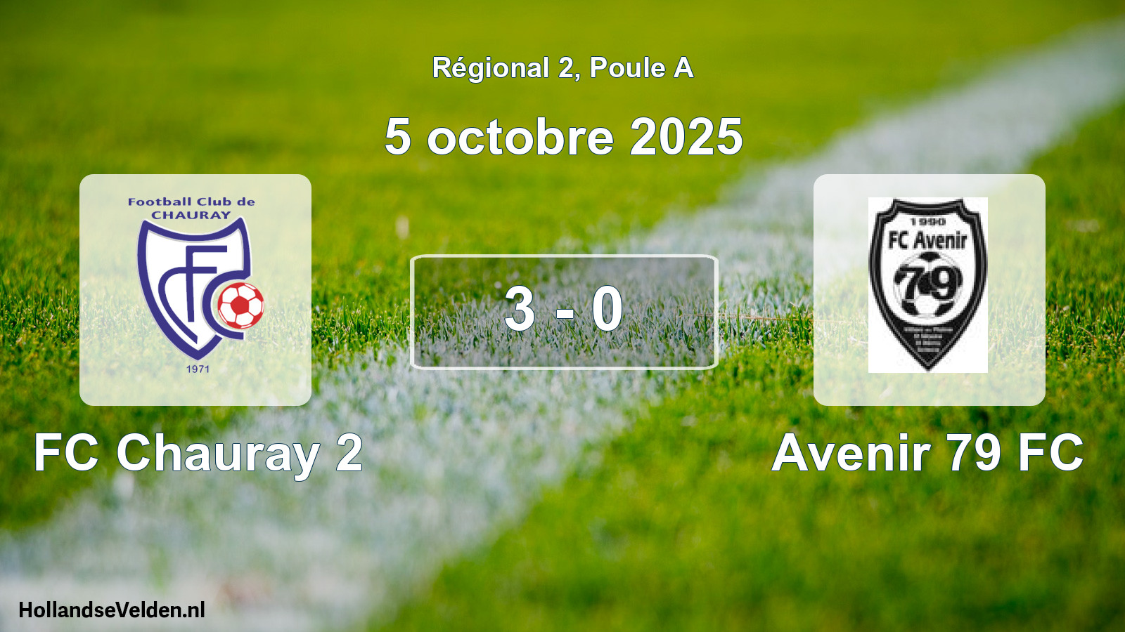 Match joué: FC Chauray 2 - Avenir 79 FC 3 - 0 (5 octobre 2025)
