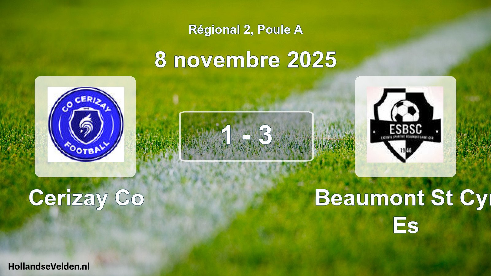 Total number of matches played: Cerizay Co - Beaumont St Cyr Es 1 - 3 (8 November 2025)