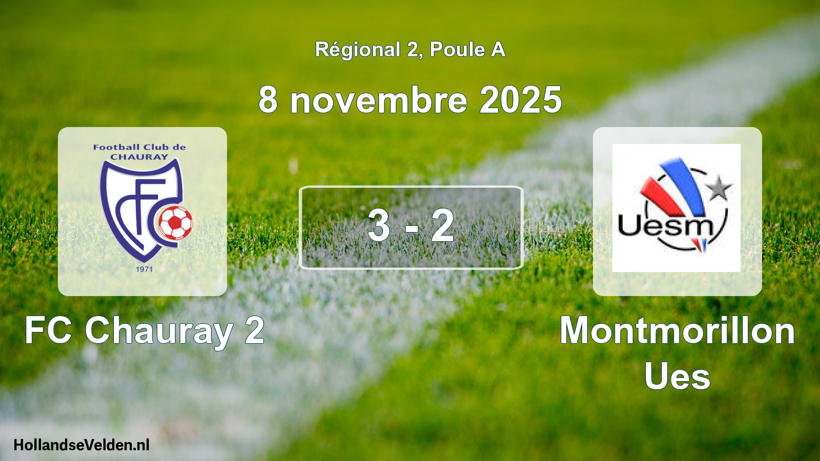 Total number of matches played: FC Chauray 2 - Montmorillon Ues 3 - 2 (8 November 2025)