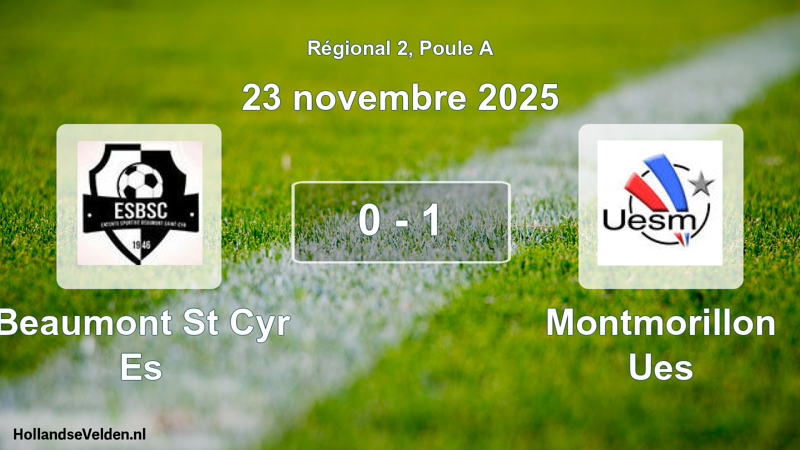 Match joué: Beaumont St Cyr Es - Montmorillon Ues 0 - 1 (23 novembre 2025)