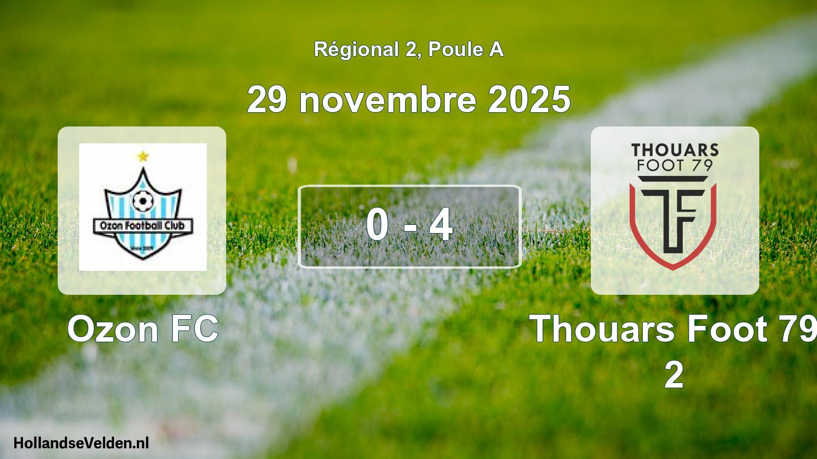Match joué: Ozon FC - Thouars Foot 79 2 0 - 4 (29 novembre 2025)