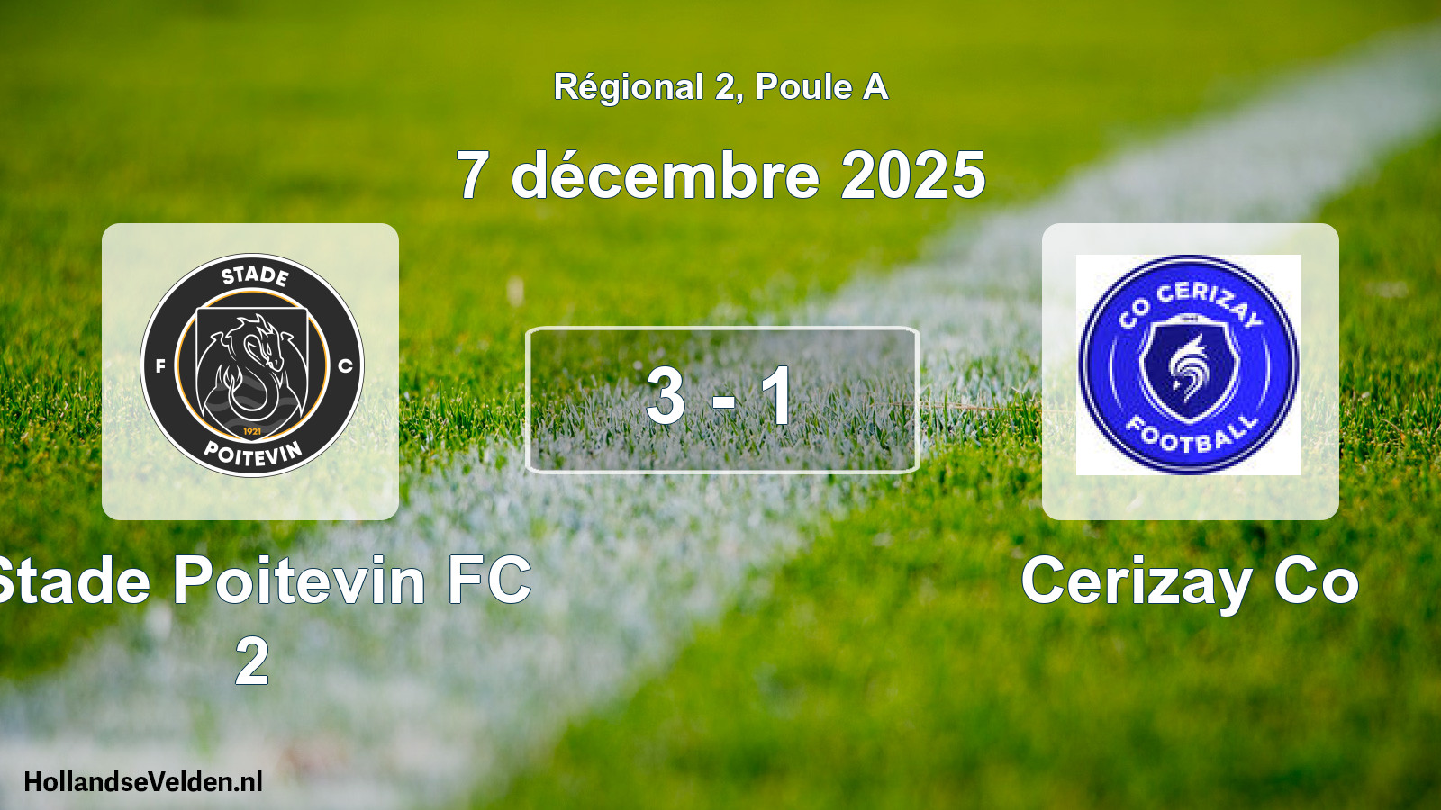 Match joué: Stade Poitevin FC 2 - Cerizay Co 3 - 1 (7 décembre 2025)