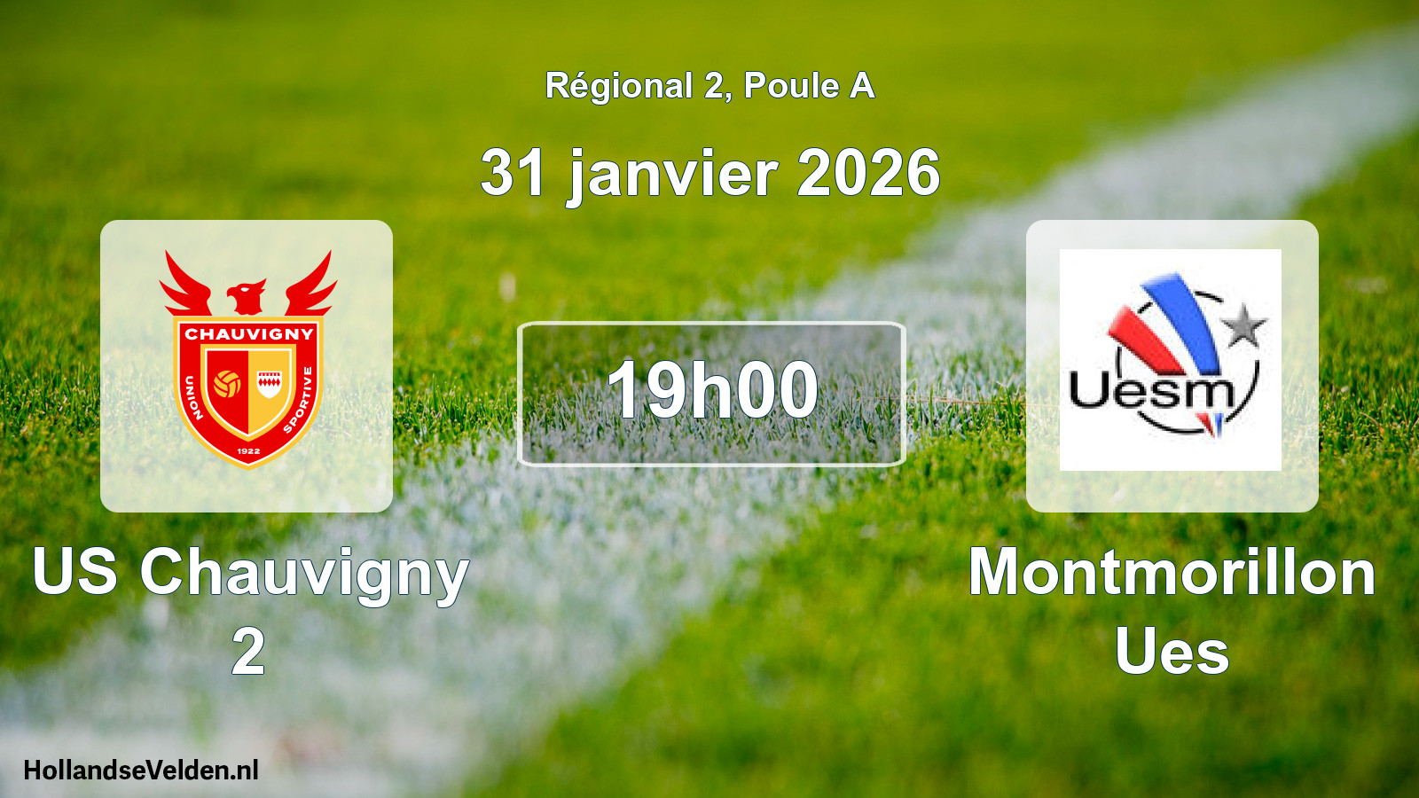 Match programmé: US Chauvigny 2 - Montmorillon Ues (31 janvier 2026)