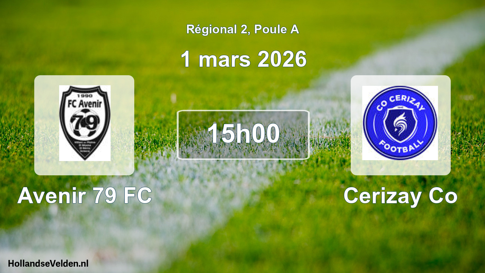 Match programmé: Avenir 79 FC - Cerizay Co (1 mars 2026)