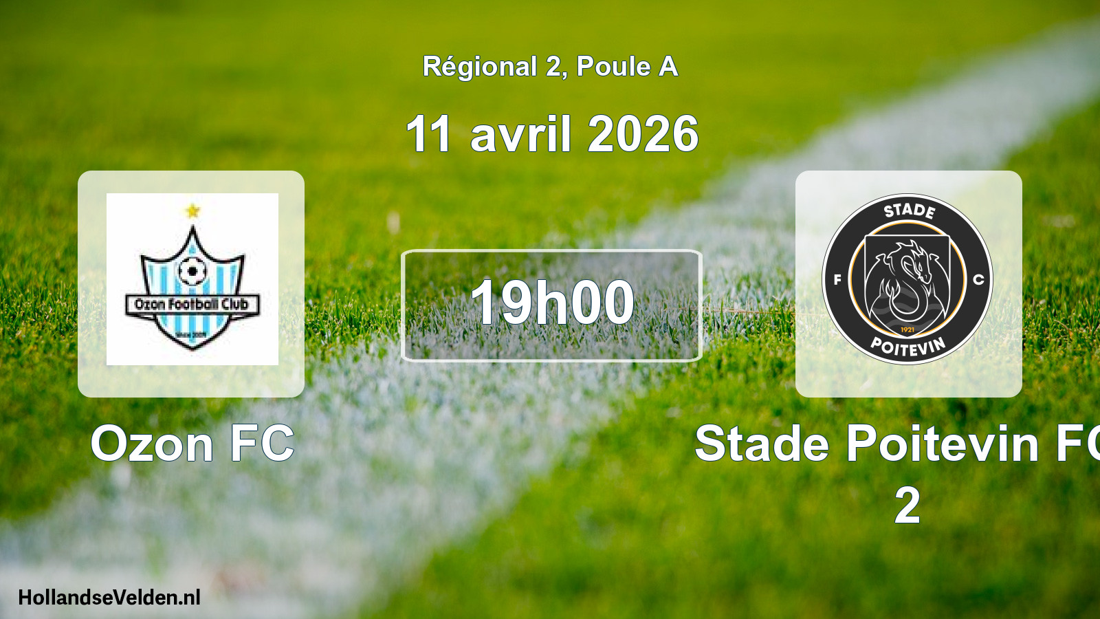 Match programmé: Ozon FC - Stade Poitevin FC 2 (11 avril 2026)