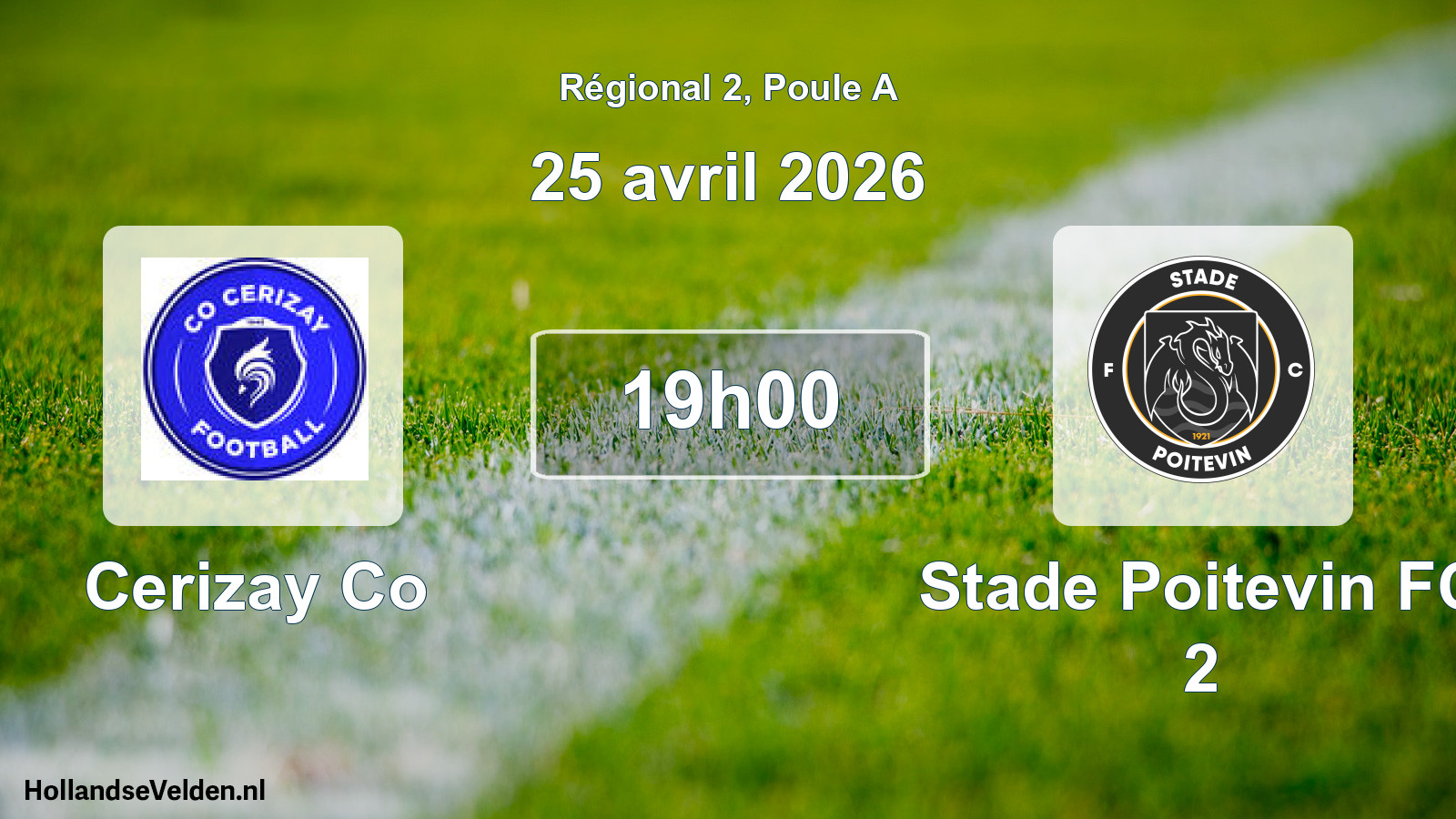 Match programmé: Cerizay Co - Stade Poitevin FC 2 (25 avril 2026)