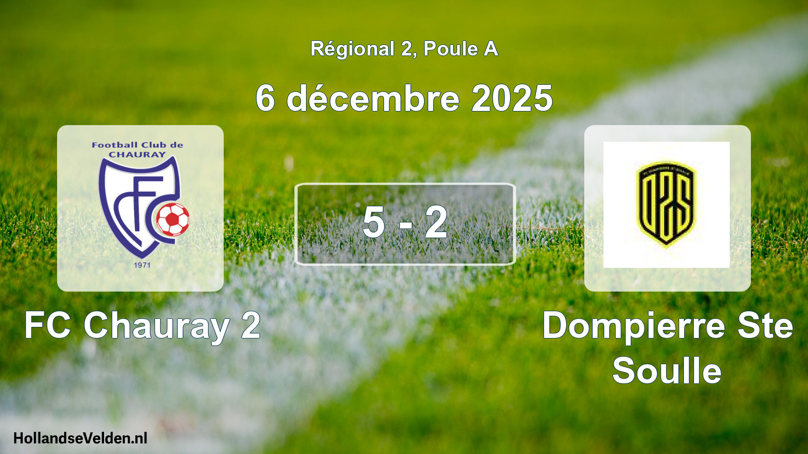 Match joué: FC Chauray 2 - Dompierre Ste Soulle 5 - 2 (6 décembre 2025)