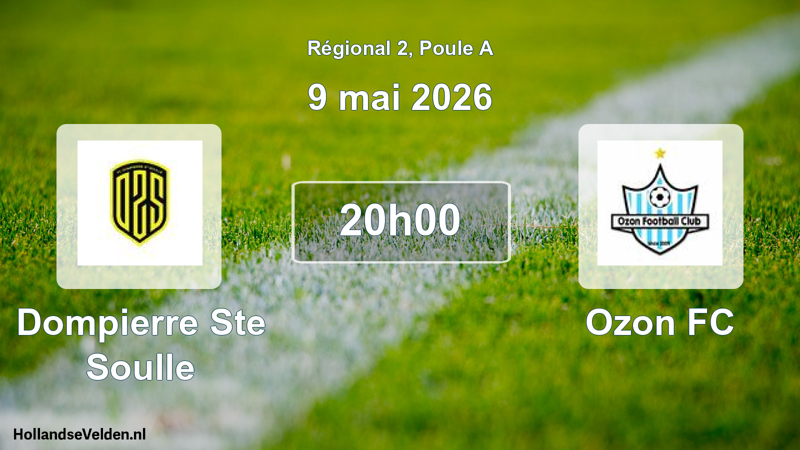Match programmé: Dompierre Ste Soulle - Ozon FC (9 mai 2026)