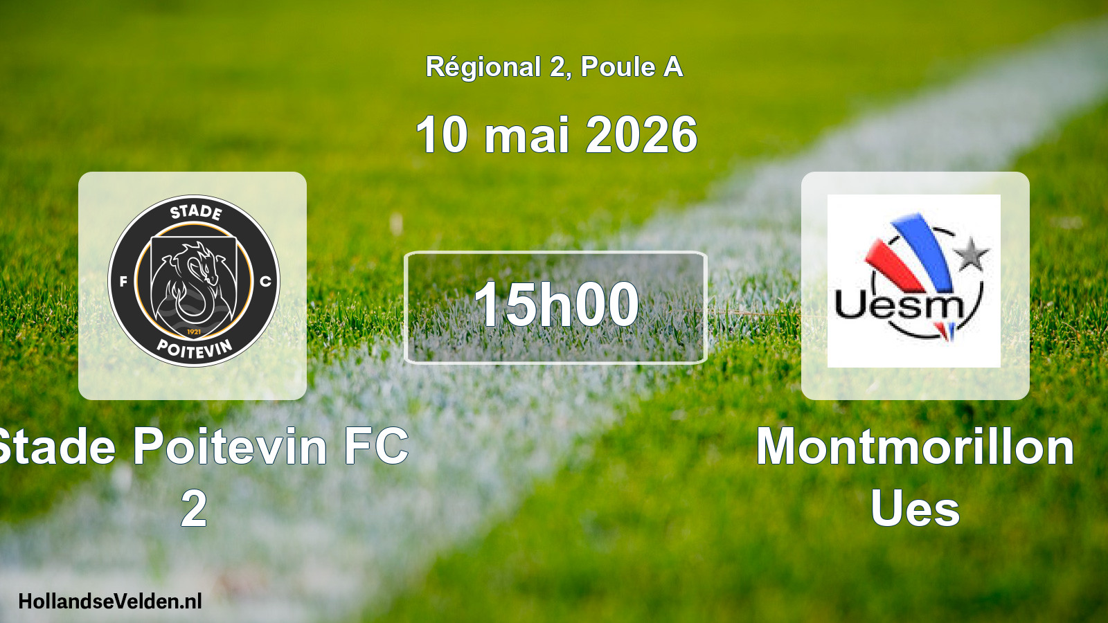 Match programmé: Stade Poitevin FC 2 - Montmorillon Ues (10 mai 2026)