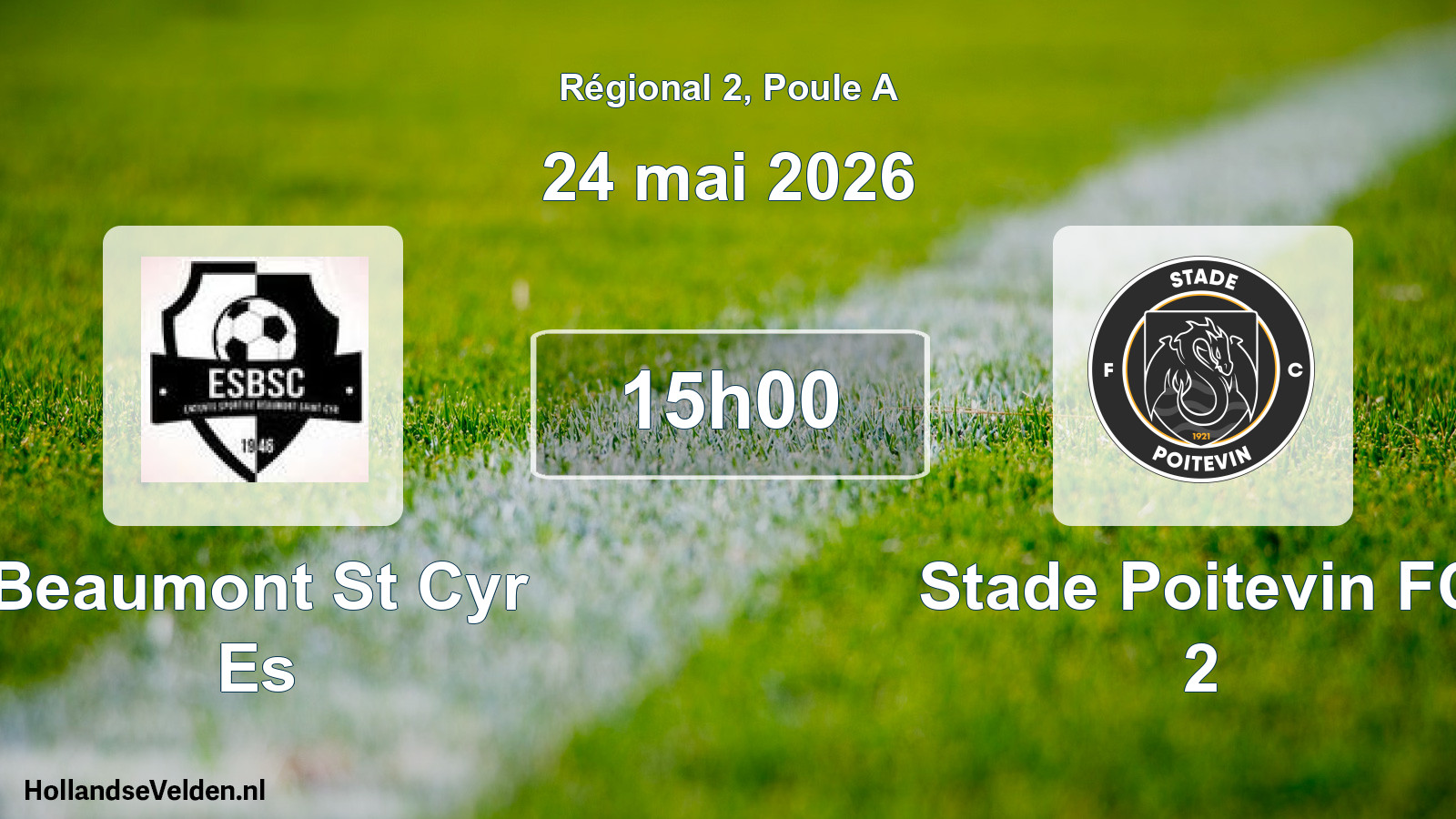 Match programmé: Beaumont St Cyr Es - Stade Poitevin FC 2 (24 mai 2026)