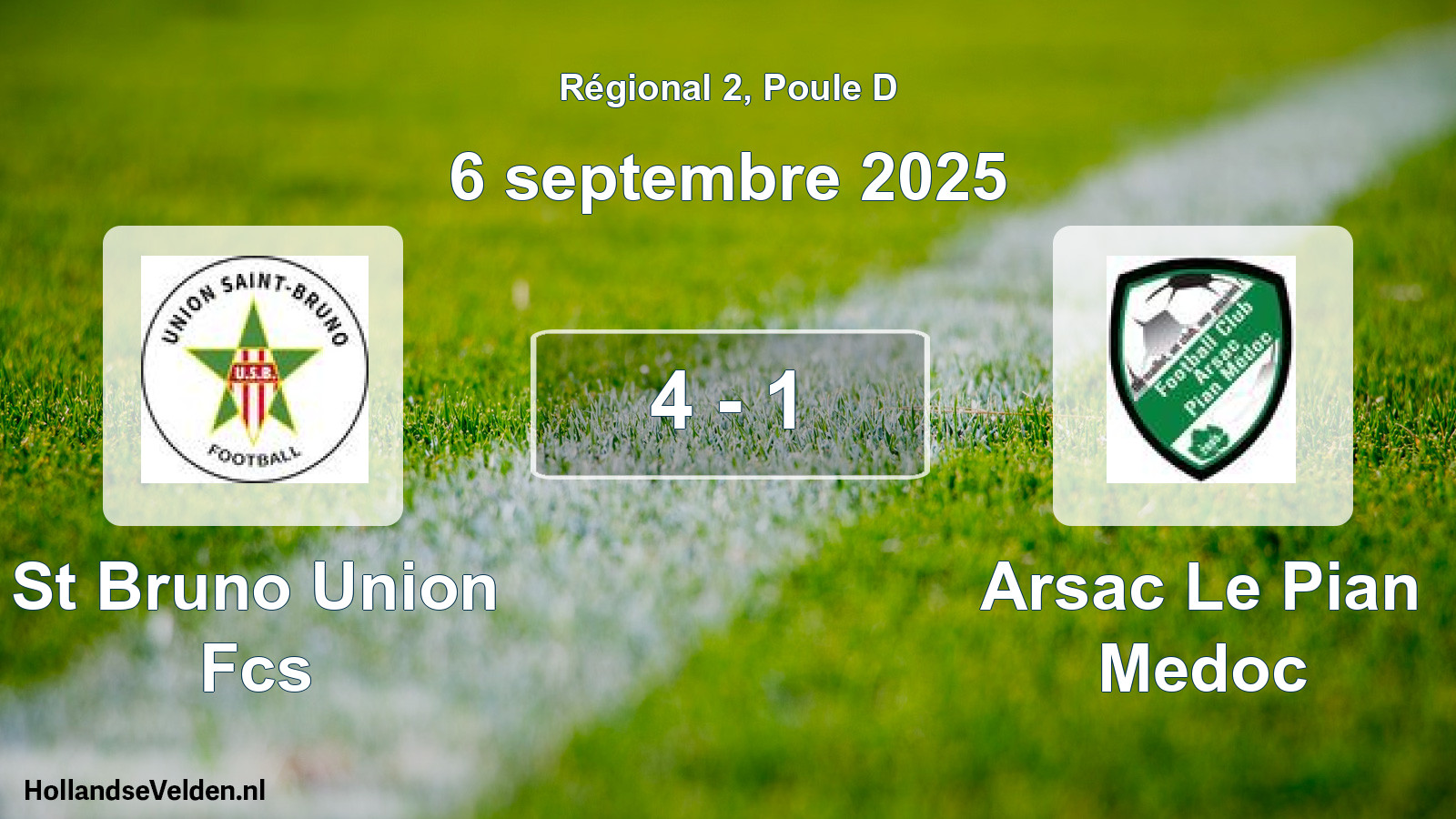 Match joué: St Bruno Union Fcs - Arsac Le Pian Medoc 4 - 1 (6 septembre 2025)