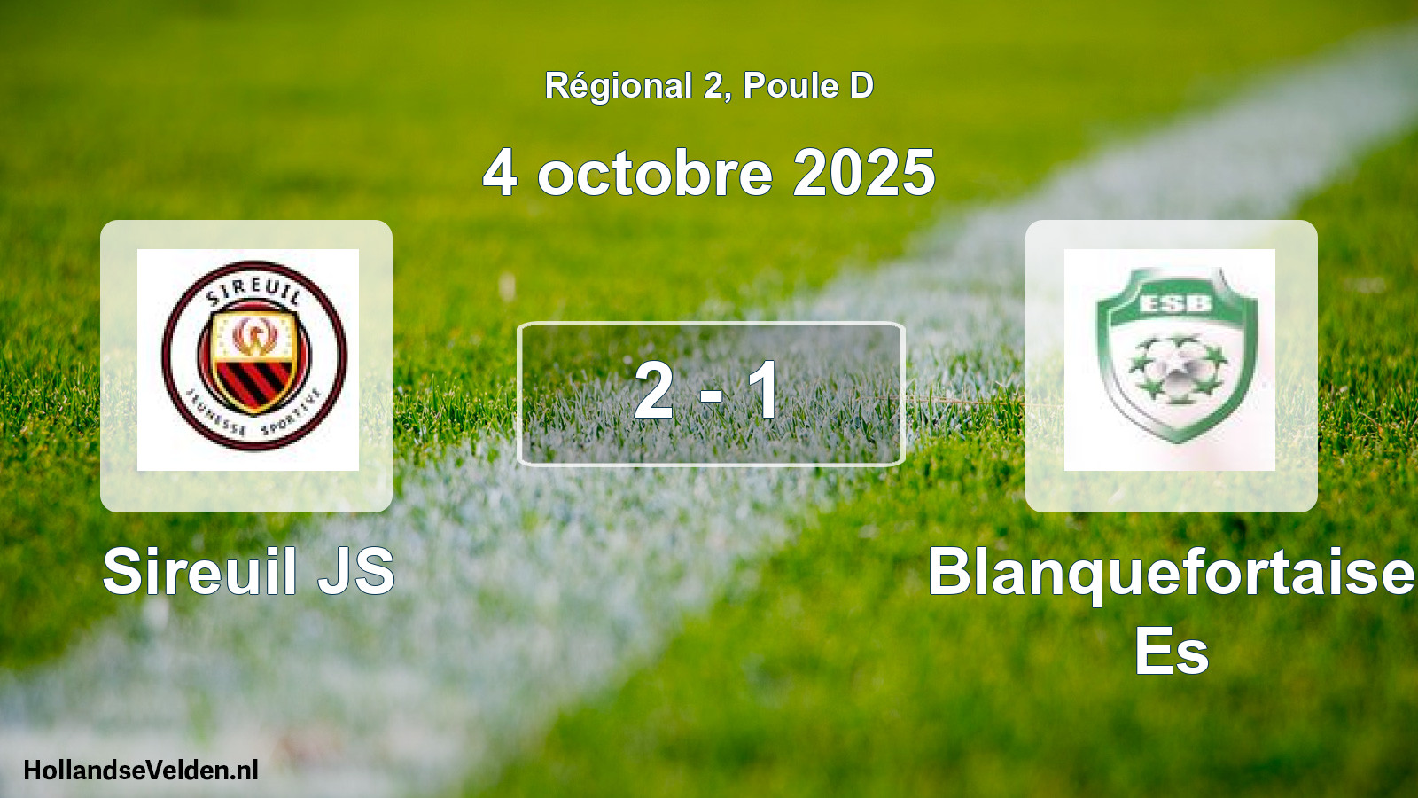 Match joué: Sireuil JS - Blanquefortaise Es 2 - 1 (4 octobre 2025)
