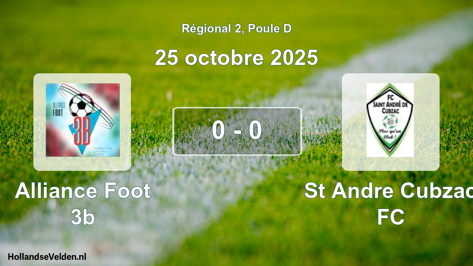 Match joué: Alliance Foot 3b - St Andre Cubzac FC 0 - 0 (25 octobre 2025)