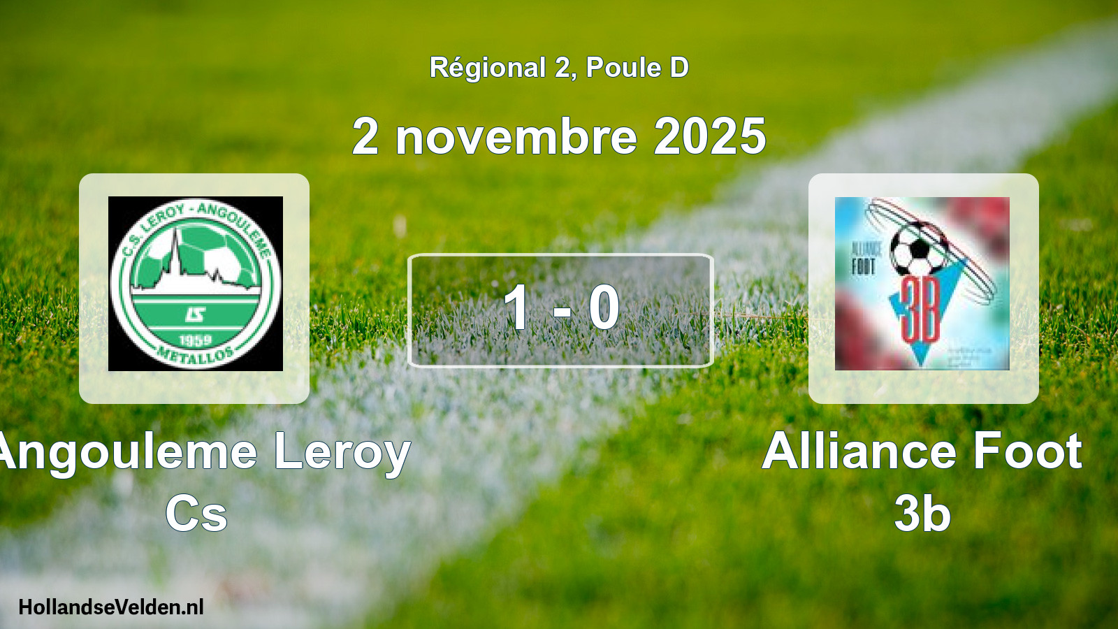 Match joué: Angouleme Leroy Cs - Alliance Foot 3b 1 - 0 (2 novembre 2025)