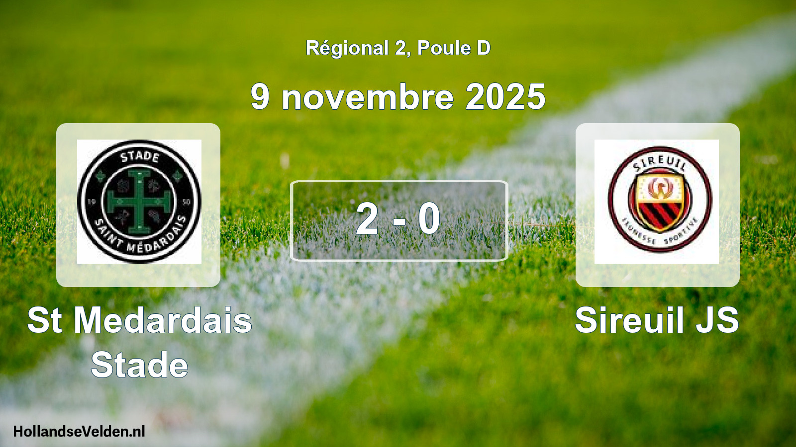 Match joué: St Medardais Stade - Sireuil JS 2 - 0 (9 novembre 2025)