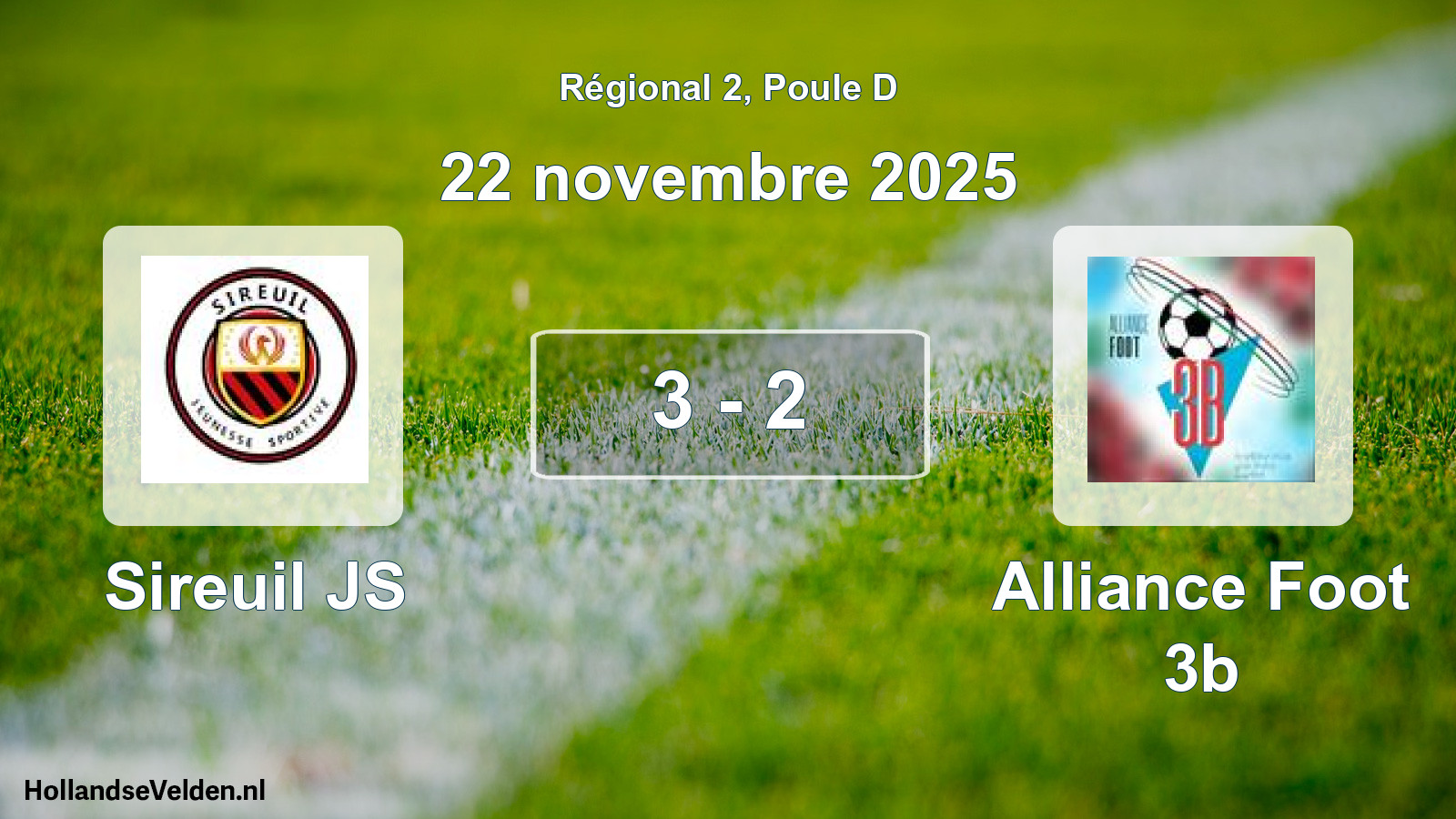 Total number of matches played: Sireuil JS - Alliance Foot 3b 3 - 2 (22 November 2025)