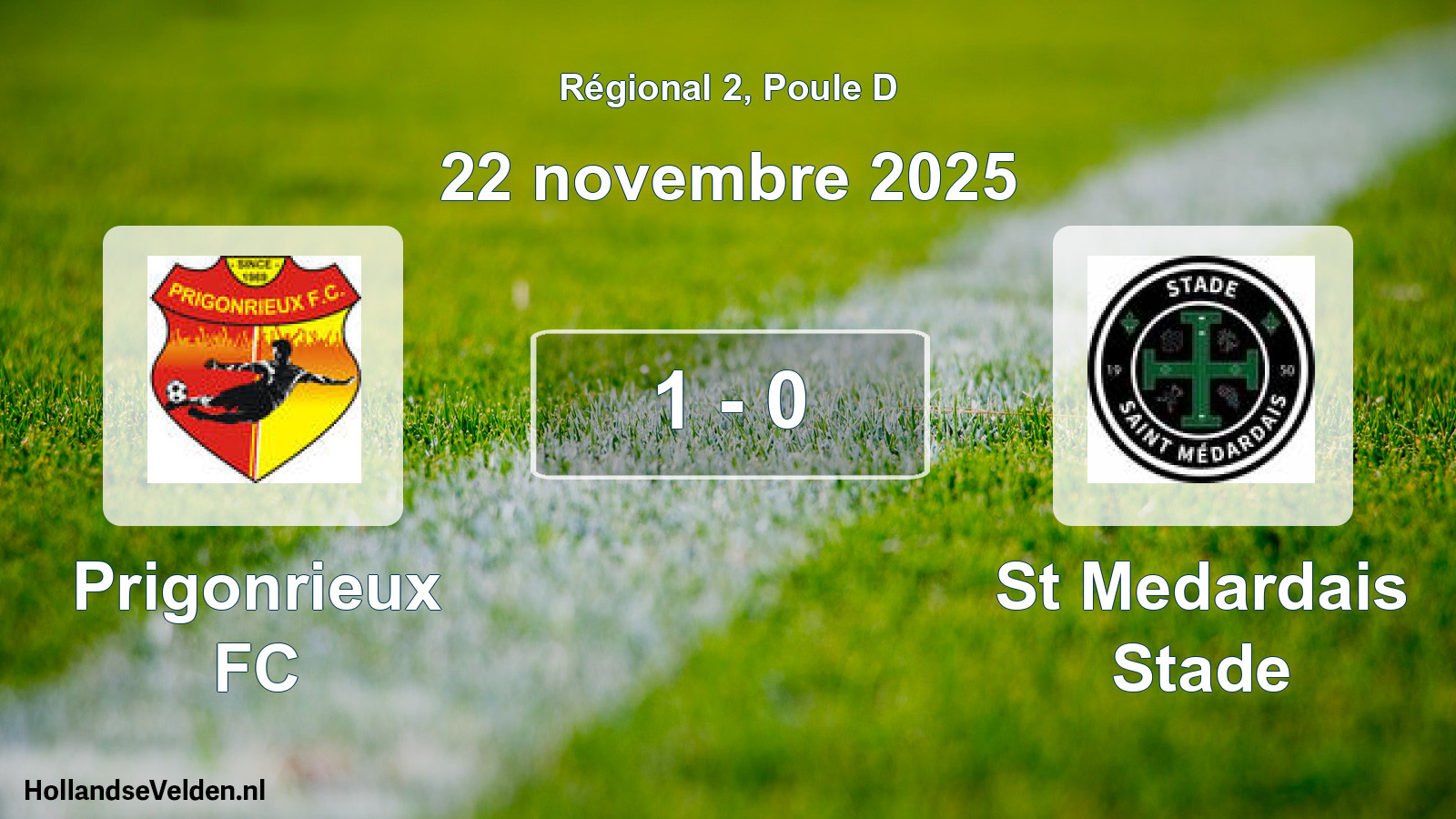 Match joué: Prigonrieux FC - St Medardais Stade 1 - 0 (22 novembre 2025)