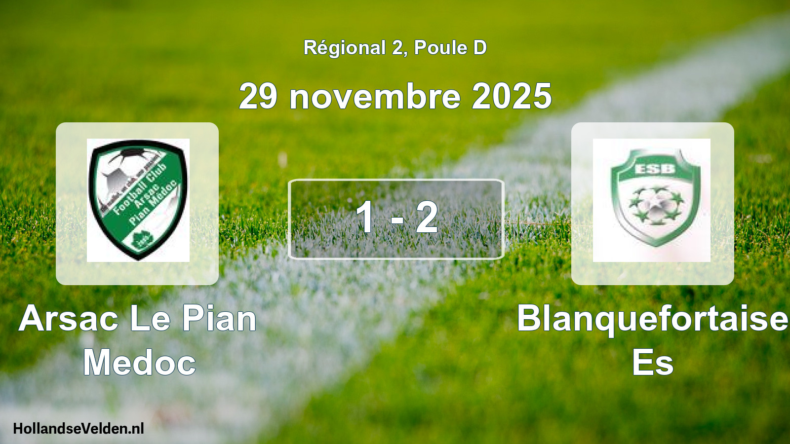 Total number of matches played: Arsac Le Pian Medoc - Blanquefortaise Es 1 - 2 (29 November 2025)