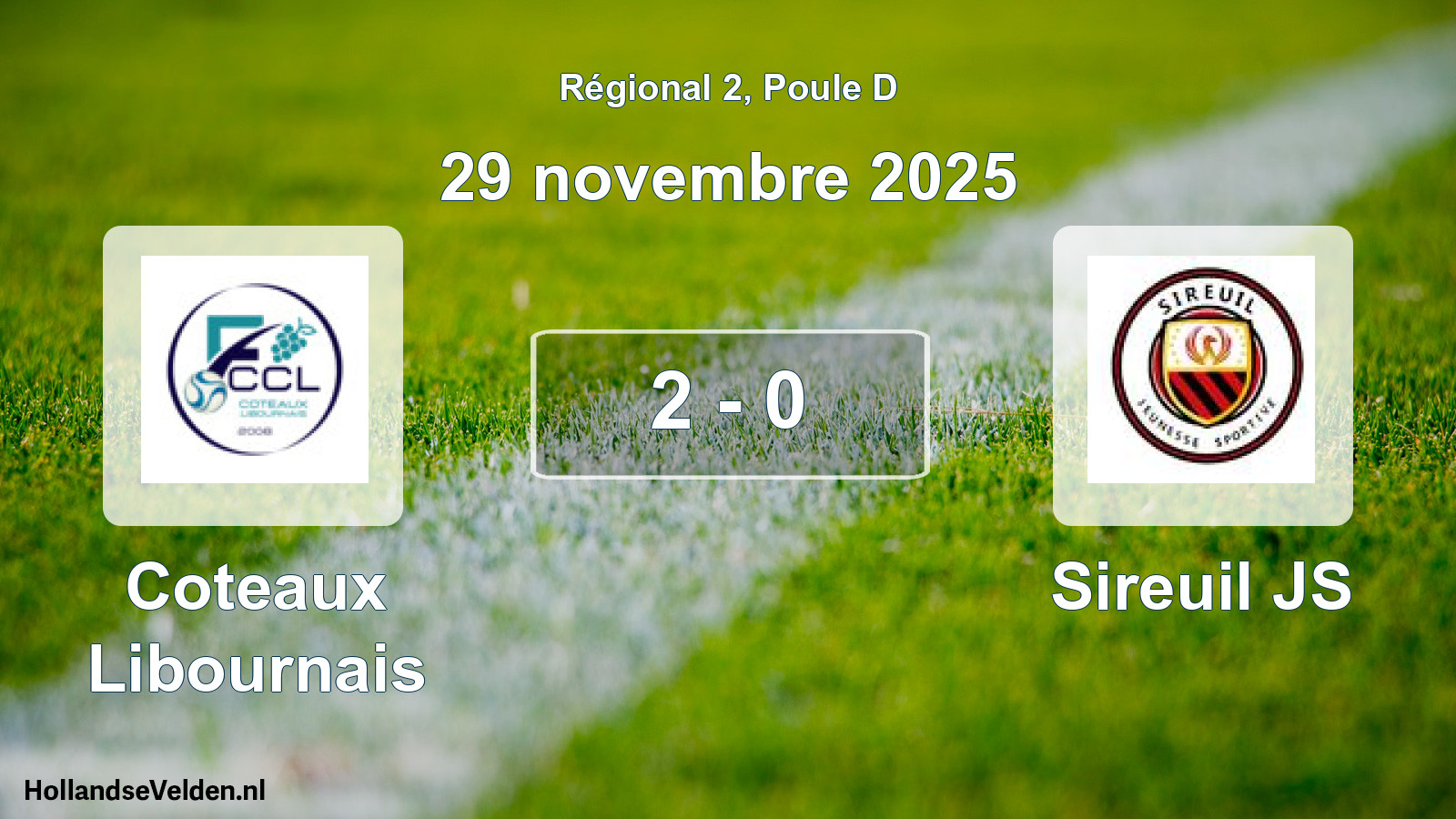 Total number of matches played: Coteaux Libournais - Sireuil JS 2 - 0 (29 November 2025)