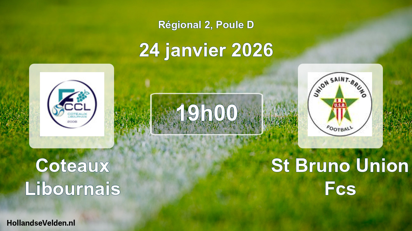 Match programmé: Coteaux Libournais - St Bruno Union Fcs (24 janvier 2026)