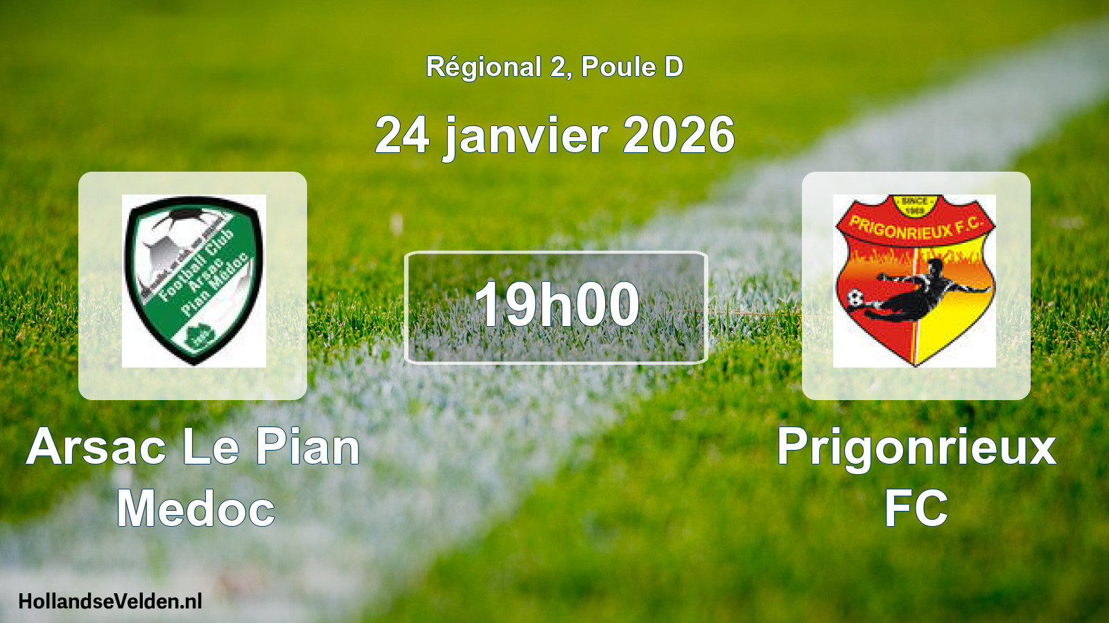 Scheduled Match: Arsac Le Pian Medoc - Prigonrieux FC (24 January 2026)
