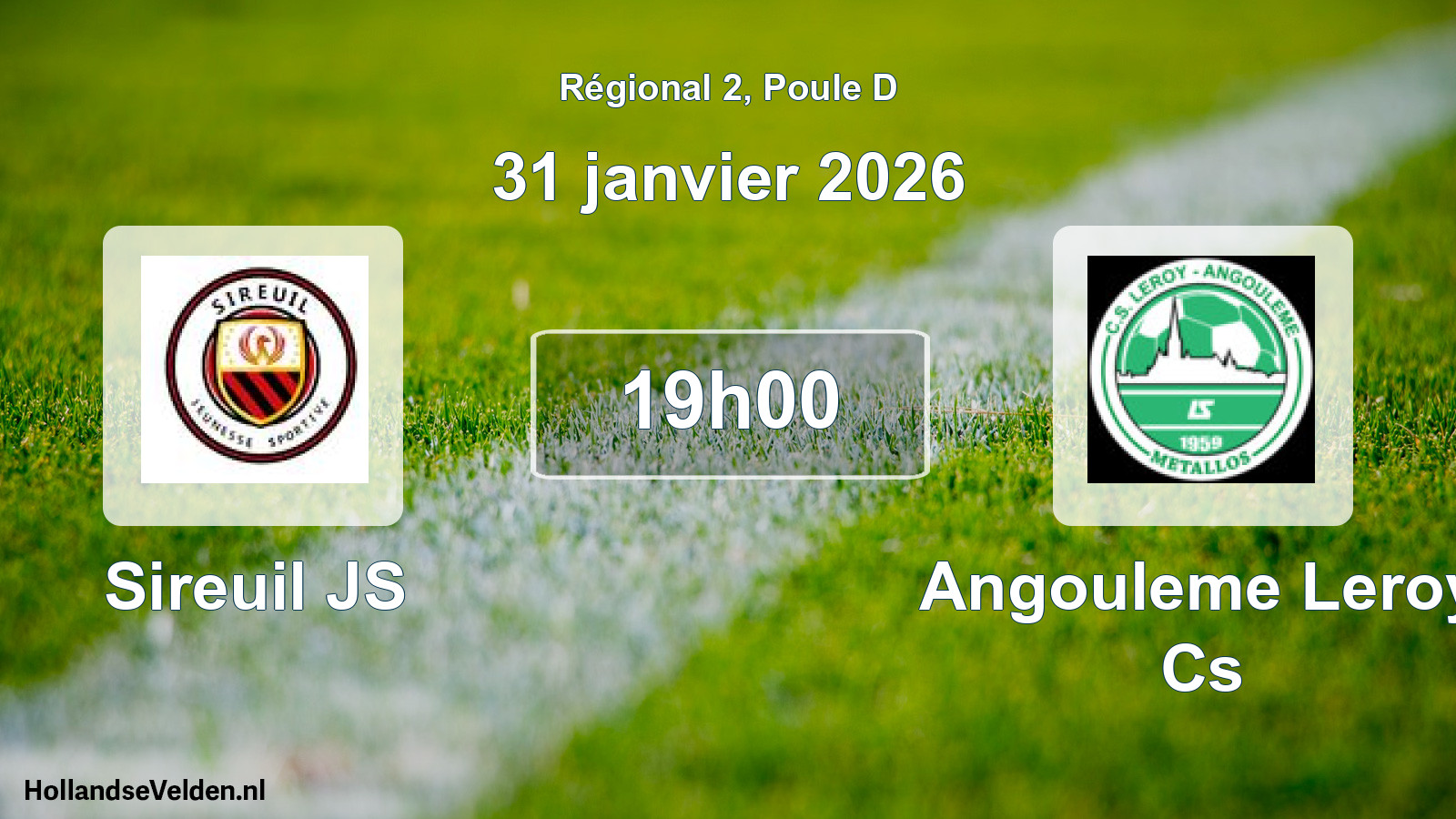 Match programmé: Sireuil JS - Angouleme Leroy Cs (31 janvier 2026)