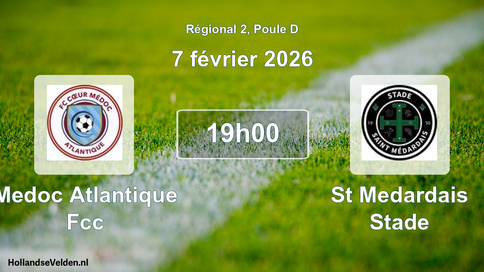 Match programmé: Medoc Atlantique Fcc - St Medardais Stade (7 février 2026)